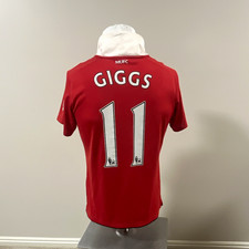 Original Nike Manchester United Giggs 11 Dri-FIT Soccer Jersey Red/White Size M picture
