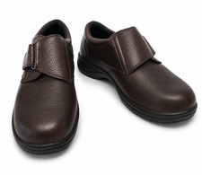Orthofeet Broadway Men's Orthodic Comfort Shoes Size 8.5W Brown Pebble Leather picture