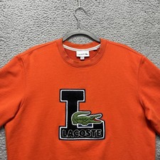 Lacoste Sweater Mens Large Orange Big Croc L Varsity Logo Fleece Crewneck picture
