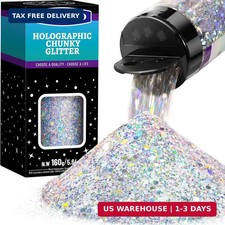 Silver Glitter, 160G/5.64OZ Holographic Chunky Glitter for Crafts, Resin, Bod... picture