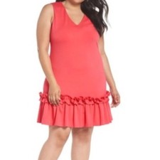 NWT Chelsea28 Women's Size 16 Coral Sands Ruffle Hem Sleeveless Shift Dress picture