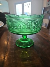Vintage E.O. Brody M6000 Emerald Green Glass Pedestal Compote Bowl Candy Dish 5