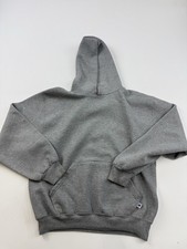 Russell Athletic Hoodie Sweatshirt Mens Medium Gray Fleece Pullover Blank Solid picture