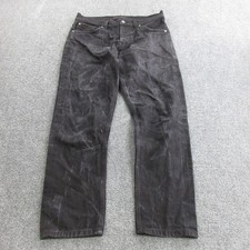 Nudie Jeans Co Jeans Mens 33x30 Black Straight Leg Selvedge Raw Denim Italy picture