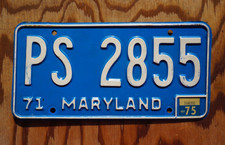 1975 MARYLAND License Plate # PS 2855 picture