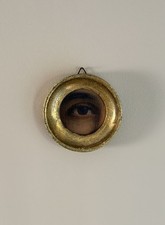 Antique Oil on Canvas Oval Miniature Painting Lady’s Lover’s Eye Gilt Frame picture