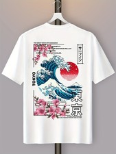 Tokyo Great Wave Off Kanagawa T-Shirt Japanese Art Sakura Graphic Tee picture