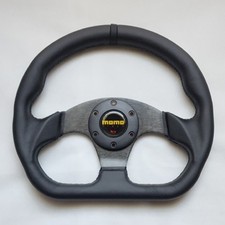 MOMO Black Leather D Shape Street Sport Steering Wheel 320mm 12.5in BRLBB picture
