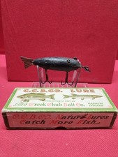 Vintage Early Creek Chub Wag Tail Wood Fishing Lure With Glass Eyes 