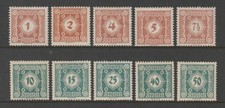 Austria Postage Due Stamps, 1922, Unused, Scott # J103 | J113, Set of 10 picture
