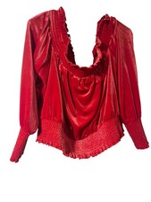 Bar lll Satin Ruffled Peasant Blouse Size 2X picture