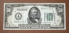 1928 $50 Federal Reserve Note Cleveland Gold Clause Fr 2100-D Serial D00911776A picture