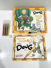 Rare Vintage 1999 Disney Doug Nickelodeon Drawing Doodle Desk w Markers & Book picture