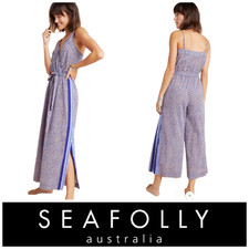 NEW Seafolly Australia Spirit Animal Belted Jumpsuit Sz L Beachy Swim Cover Up picture