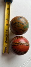 Rare Antique Pair Of Gutta-Percha Carpet Balls 3 picture