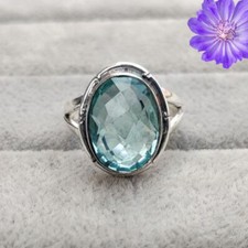 Aquamarine Gemstone 925 Sterling Silver Ring Handmade Jewelry Ring For Gift picture