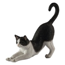 Veronese Design 4 7/8 Inch Black and White Cat Stretching Resin Hand Painted picture