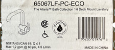 Brizo Allaria 1.2 GPM Single Hole Bathroom Faucet Less Drain 65067LF-PC-ECO picture