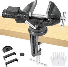 Bench Vise 3 Inch, Table Vise with Built-In Anvil and 360° Swivel Base picture