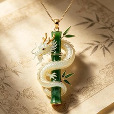 New Alloy Dragon Bamboo Pendant Metal Relief Chinese Style Necklace Accessory picture