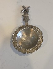 Antique 1927 Silver Dutch Windmill Handle Tea Strainer picture