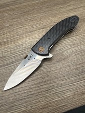 CRKT Avant 4620 Ochs Carbon Fiber Bronze Flipper Folder Drop Point Used picture