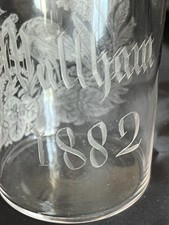 Rare Waltham, MA Etched Souvenir Glass Dated 1882 - 143 Years Old EUC picture