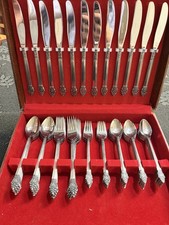 Vintage Silverplate Flatware Set with Case – Knives, Forks, Spoons & Serving picture