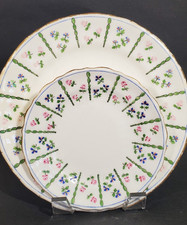 2 Antique Minton Plates Pink Rosebuds Green Dots Cornflower G5987 c.1882 picture