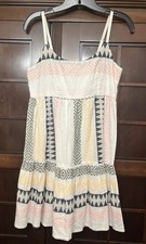 Mi Ami Women Geometric Pattern Spaghetti Straps Fitted Bodice Cotton Dress Sz S picture