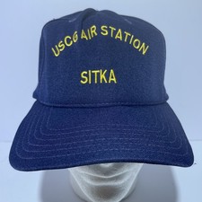 Coast Guard Air Station Vintage Sitka Alaska Navy Blue Baseball Cap Made in USA picture
