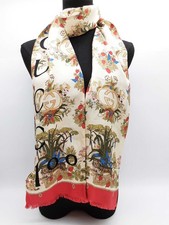 Gucci 100th Anniversary Multicolor Gg Floral Tiger Silk Scarf Do0826lxzde picture