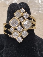 Size 6 Moissanite 14k Yellow Gold Over Silver Ring 1.70ctw DEW. picture