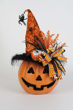 Karen Didion Lighted Pumpkin with Orange Hat picture