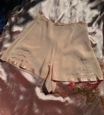 Antique 1930s/40s Pink Silk Rayon Tap Pants Lounge Shorts, Size M picture