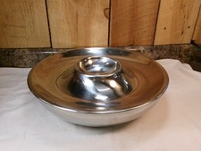 Vintage Double Walled Insulated Stainless Steel Chip N Dip Bowl Serving Tray picture