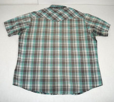Vintage Wrangler Plaid Pearl Snap Western Shirt SS Mens XL 90s Sea Green Thin picture
