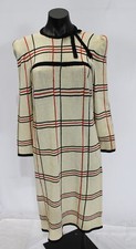Adolfo At Saks Fifth Avenue Women's Plaid Knit Dress NC3 Beige See Description picture