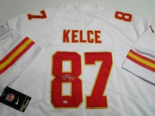 Travis Kelce Signed Autographed Kansas City Chiefs White Football Jersey XL COA picture