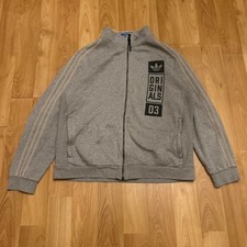 Vintage Adidas Originals 2003 Y2K Grey Baggy Fit Zip Up Jacket Mens XL A0013 picture