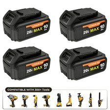 4 Pack 20V 10.0Ah Battery for De walt 20 Volt MAX Batteries DCB200 DCB201 picture