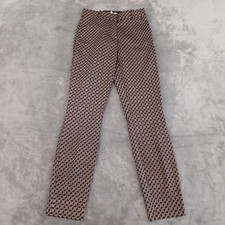 H&M Ankle Pants Womens Size 2 Brown Black Geometric Pockets Stretch 25x28 New picture