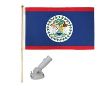 5' Wooden Flag Pole Kit W/ Nylon White Bracket 3x5 Belize Country Poly Flag picture