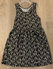 Gymboree Girl’s Small (5-6) Black & Green Floral Casual Cotton Sleeveless Dress picture