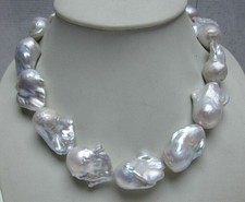 HUGE NATURAL GENUINE SOUTH SEA WHITE BAROQUE PEARL NECKLACE 18'' picture