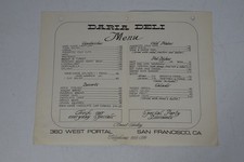 Vintage Daria Deli Menu West Portal San Francisco Retro 1980s picture