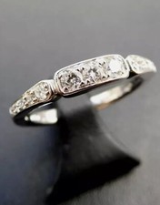 1.CTW White Round Moissanite Art Deco Wedding 14K White Gold Band Ring Size 9 picture