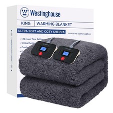 Westinghouse Electric Blanket Soft Plush Sherpa Dark Grey, King Size, 100