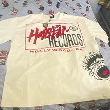 Hellstar Records Cream Graphic Tee Hollywood CA Men’s S Cotton Regular Fit picture