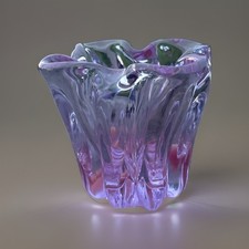 Vintage Tiffin Twilight 10 Rib Purple Blue Neodymium Dichroic Art Glass Vase picture